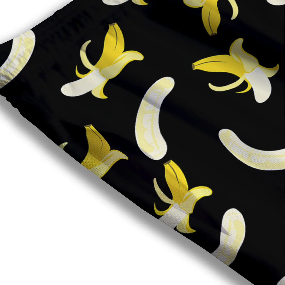Peeled  Banana Print Pattern Mesh Shorts - Image 3