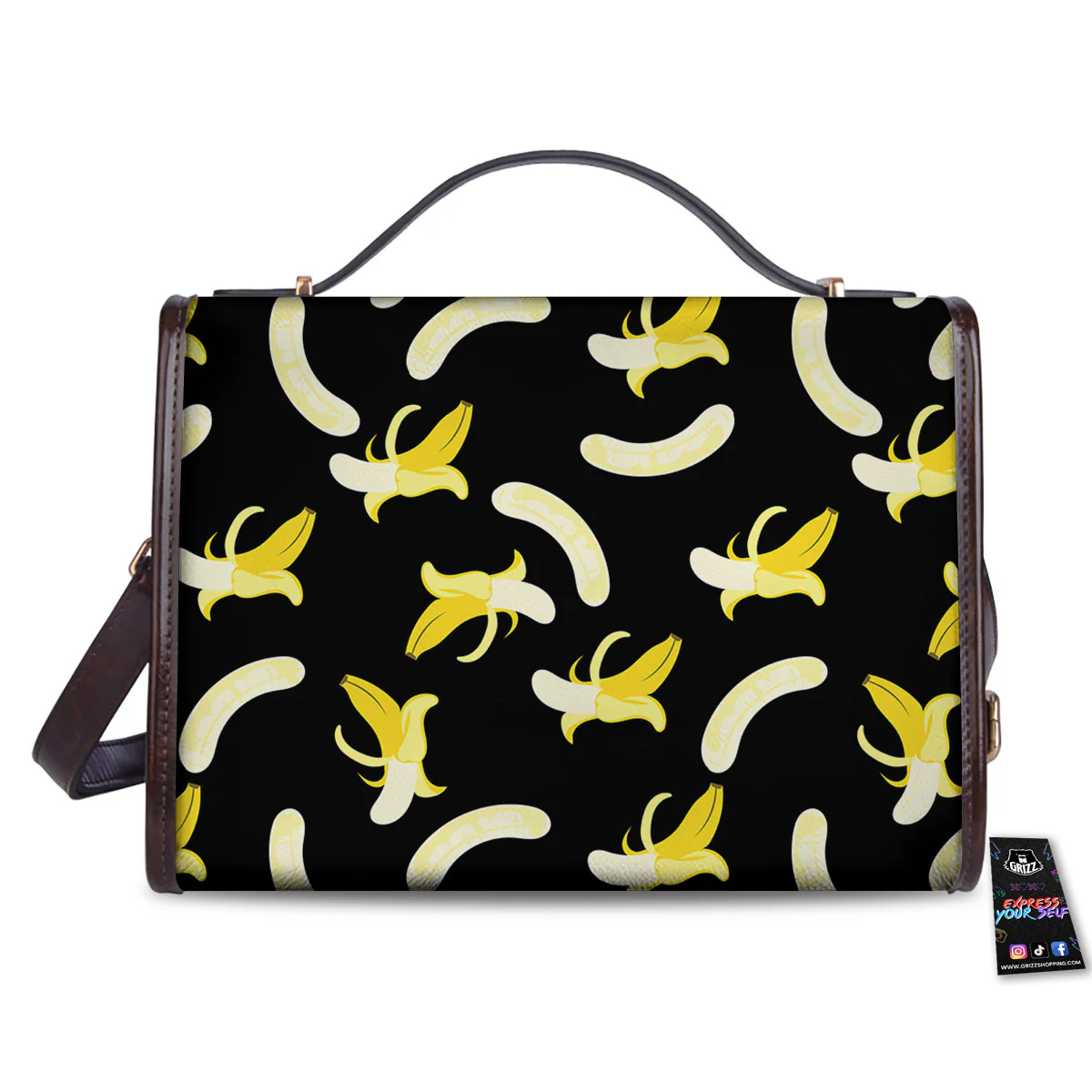 Peeled Banana Print Pattern Women's Satchel Bag - Image 2
