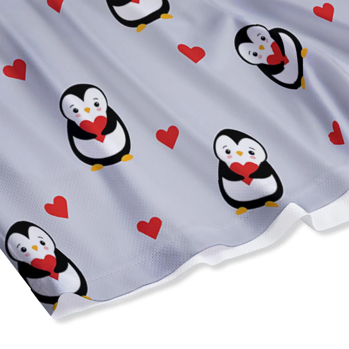 Penguin And Red Heart Print Pattern Mesh Shorts - Image 4