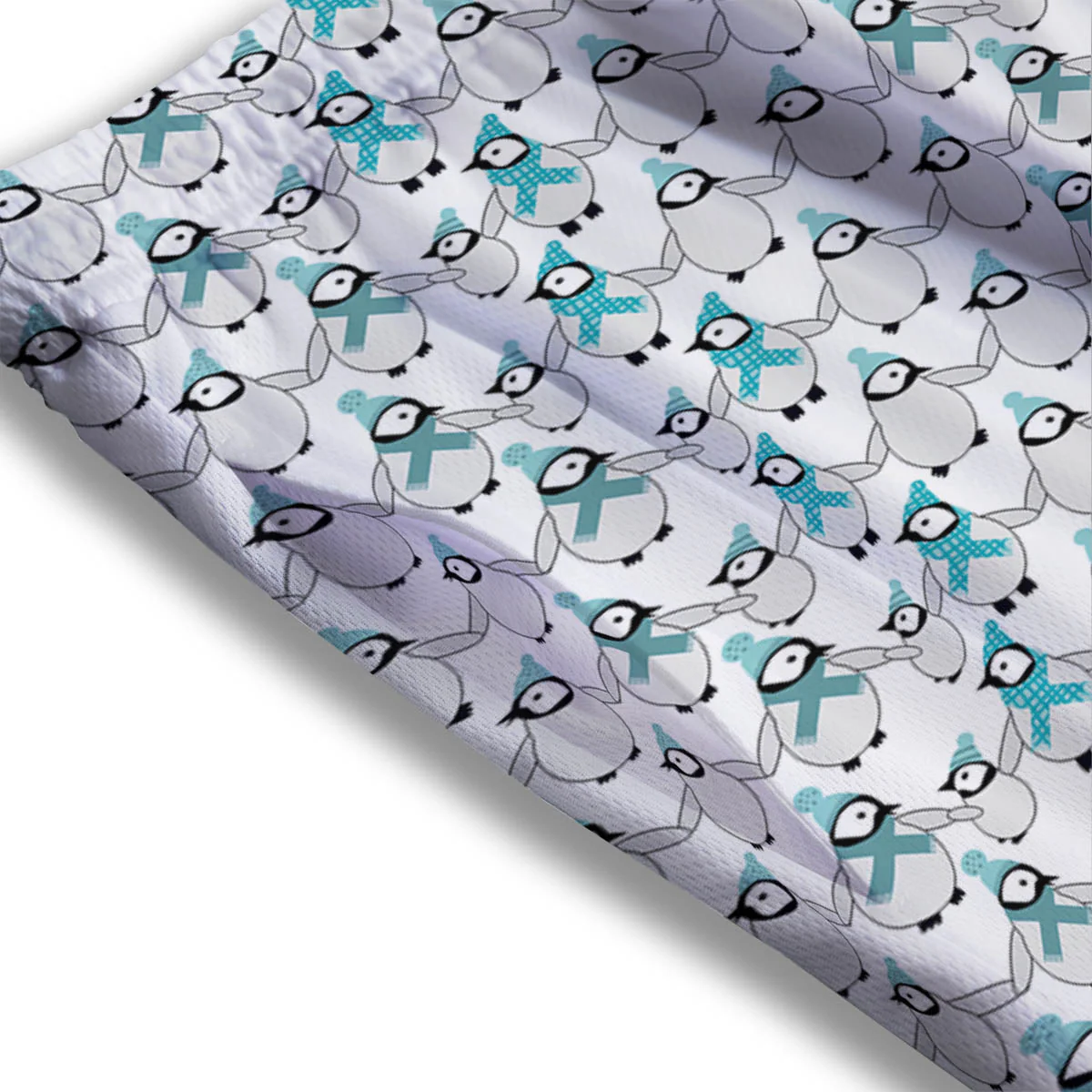 Penguin Emperor Cartoon Print Pattern Mesh Shorts - Image 3