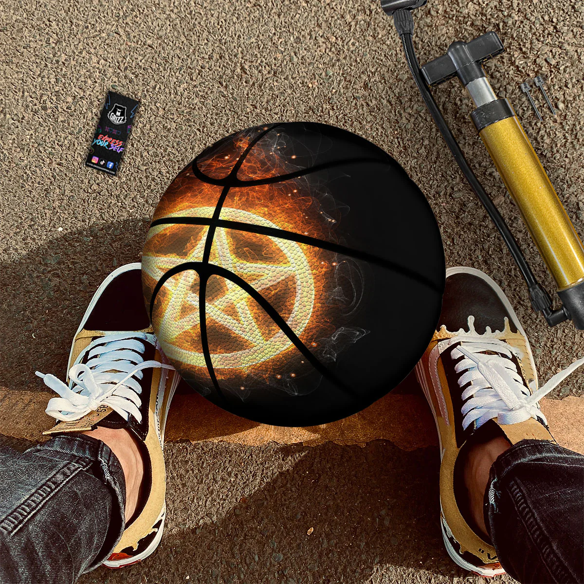 Pentagram Flame Print Basketball - Image 2