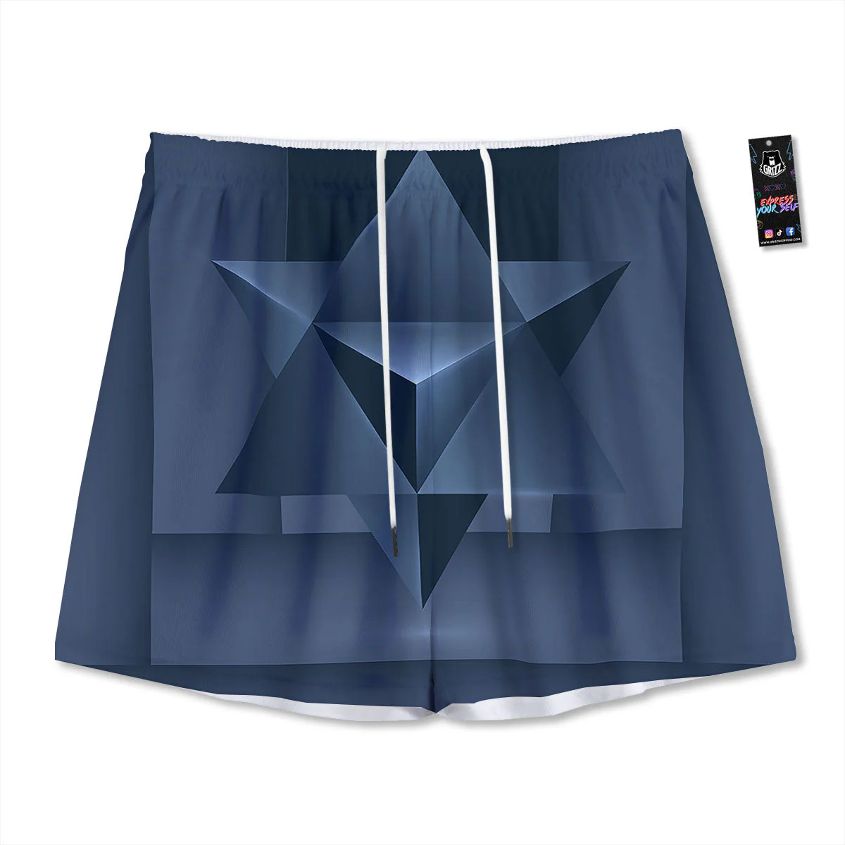 Pentagram Geometric Inverted Print Mesh Shorts
