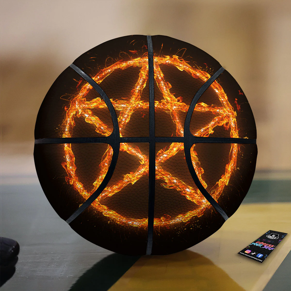 Pentagram Symbol Flaming Print Basketball