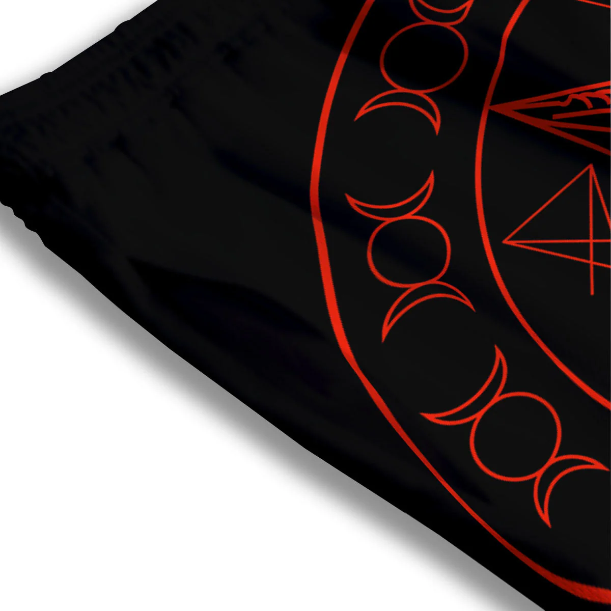Pentagram Symbol Red Satanic Print Mesh Shorts - Image 3