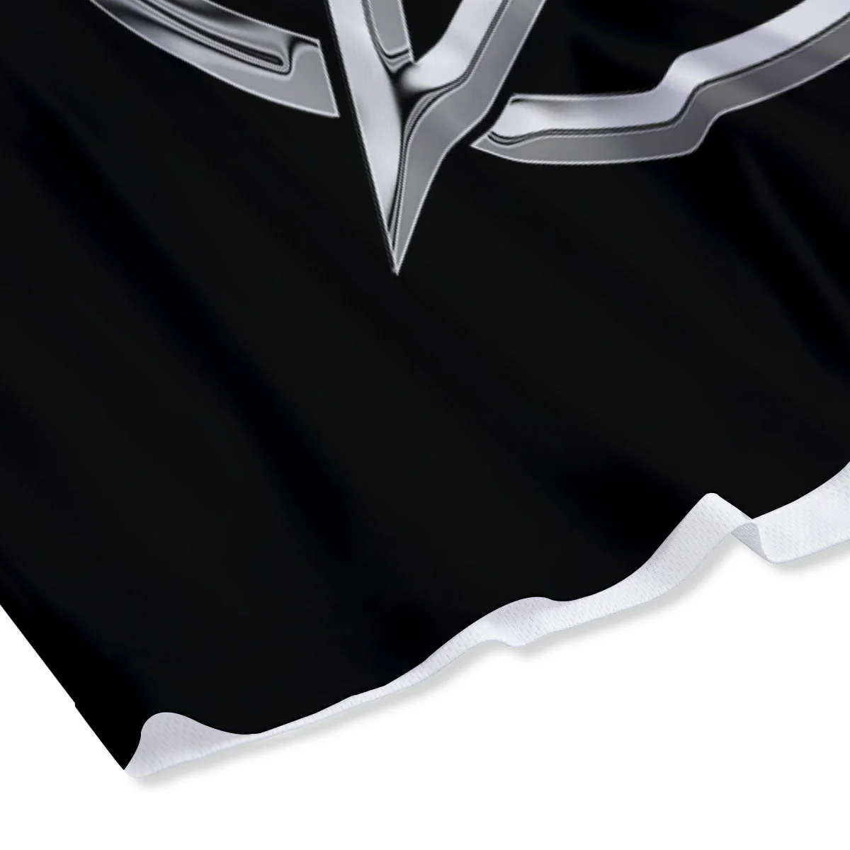 Pentagram Symbol White And Black Print Mesh Shorts - Image 4