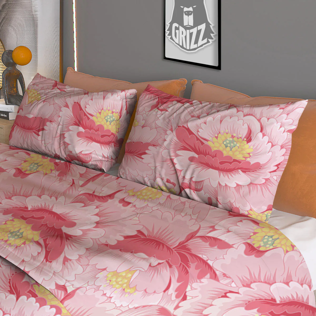 Peony Japanese Print Duvet Cover Bedding Set - Image 3