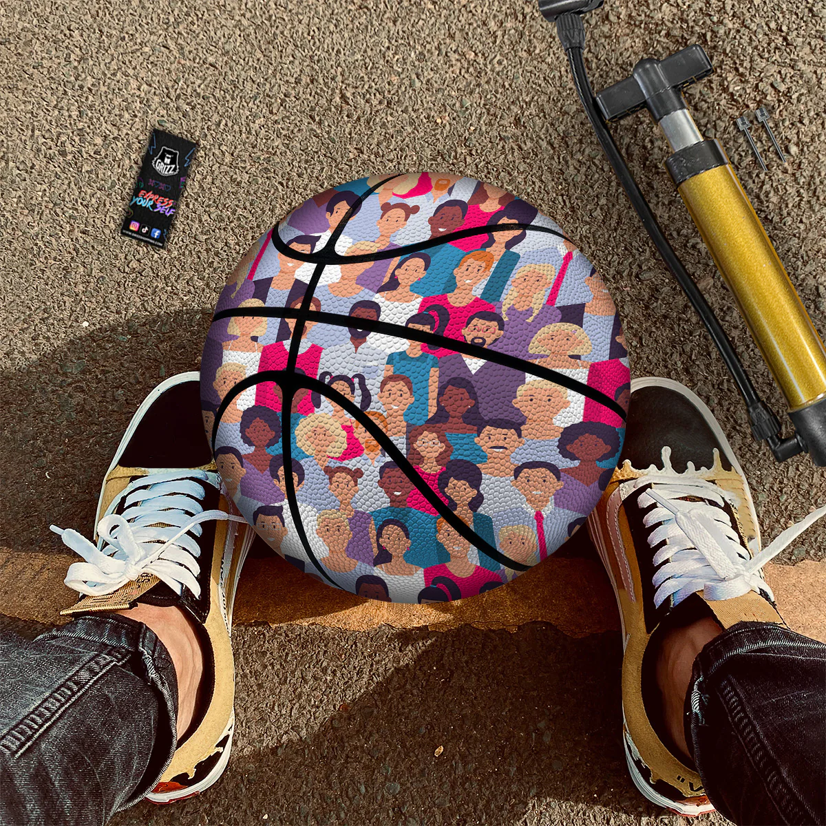 People Smile Colorful Print Pattern Basketball - Image 2