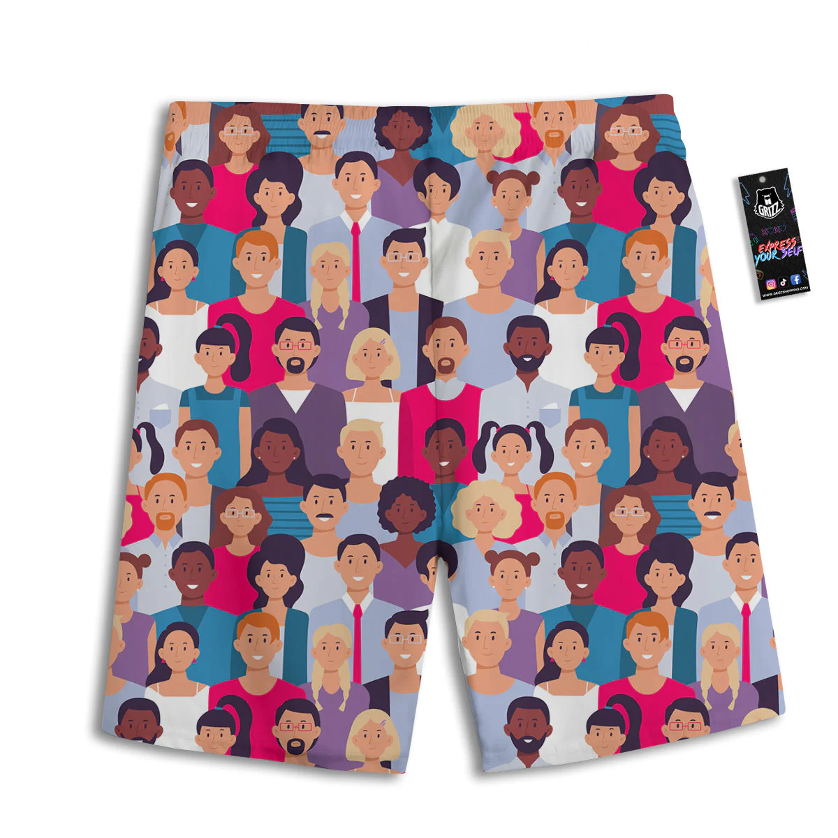People Smile Colorful Print Pattern Men's Athletic Shorts - Image 2
