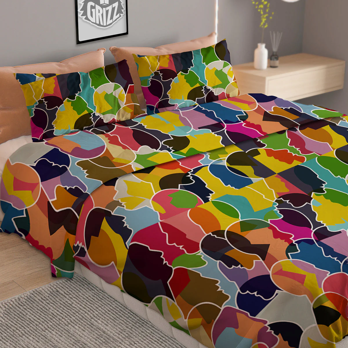 People Talking Colorful Print Pattern Duvet Cover Bedding Set - Image 2