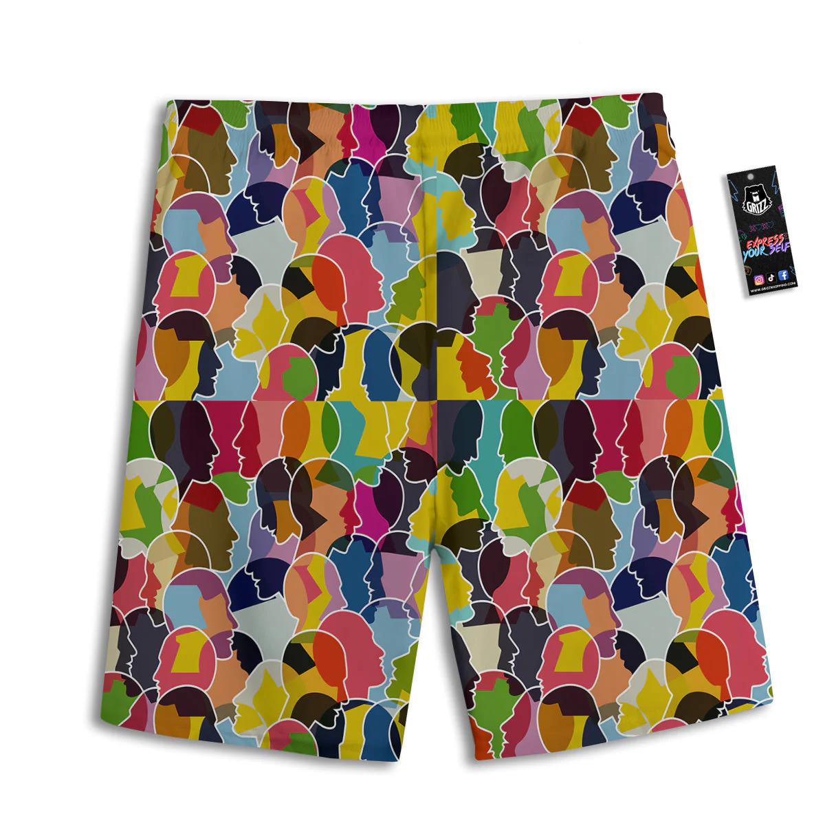 People Talking Colorful Print Pattern Men's Athletic Shorts - Image 2