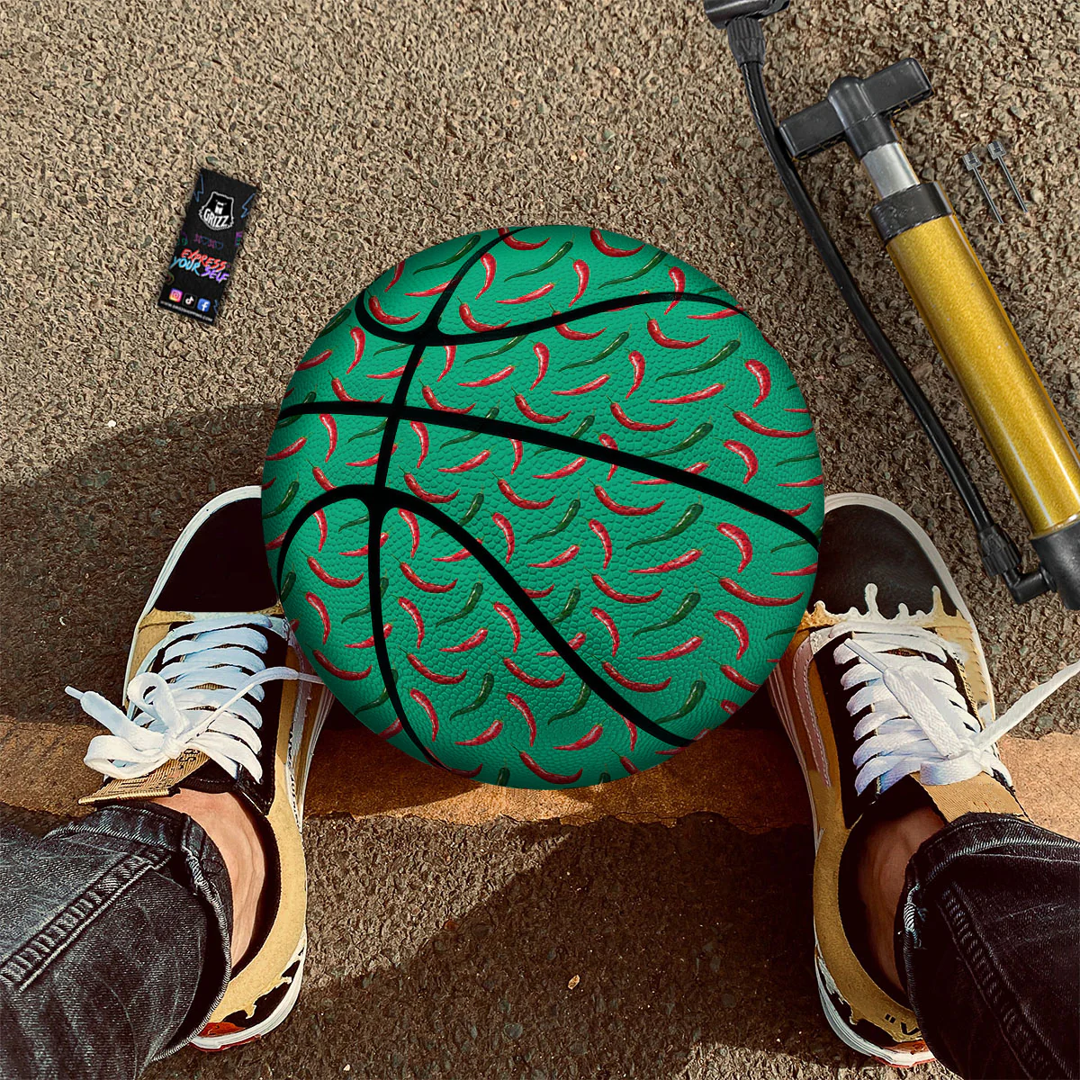 Peppers Chili Green Print Pattern Basketball - Image 2