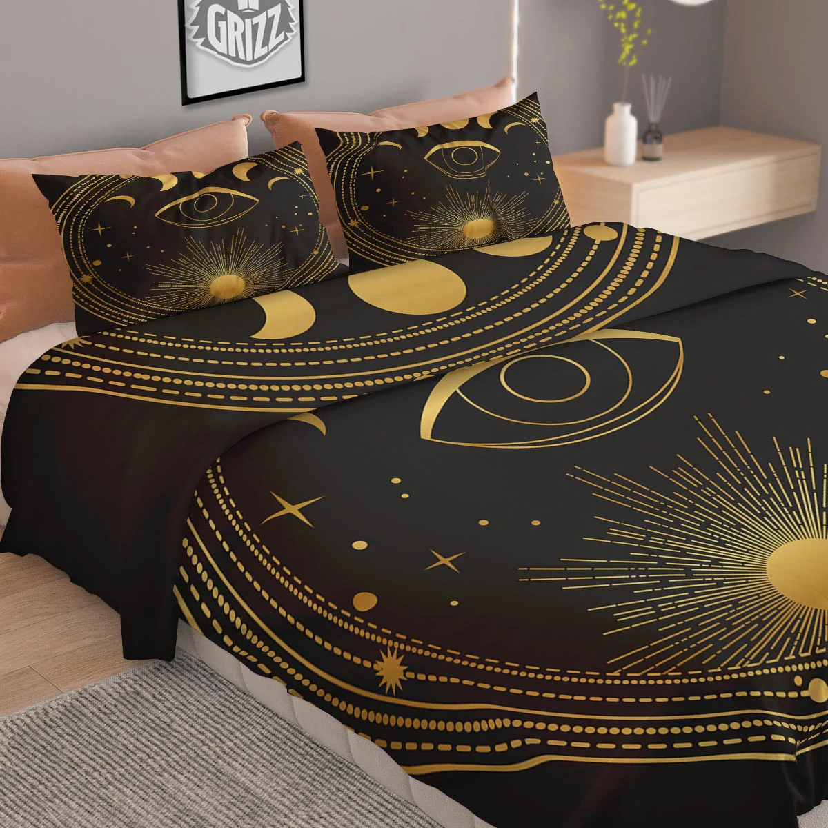 Phase Moon And Sun Print Duvet Cover Bedding Set - Image 2