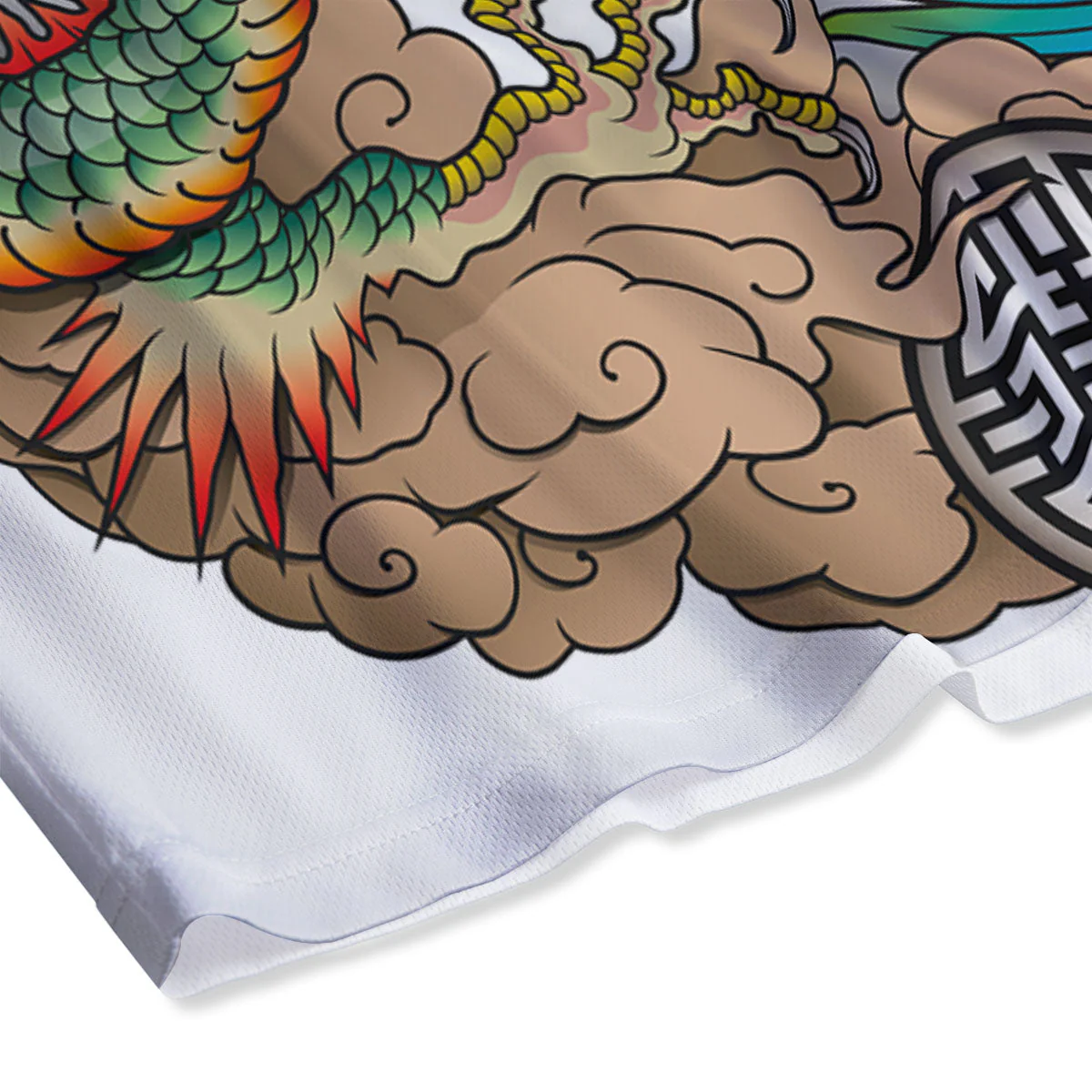 Phoenix And Dragon Japanese Tattoo Print Mesh Shorts - Image 4