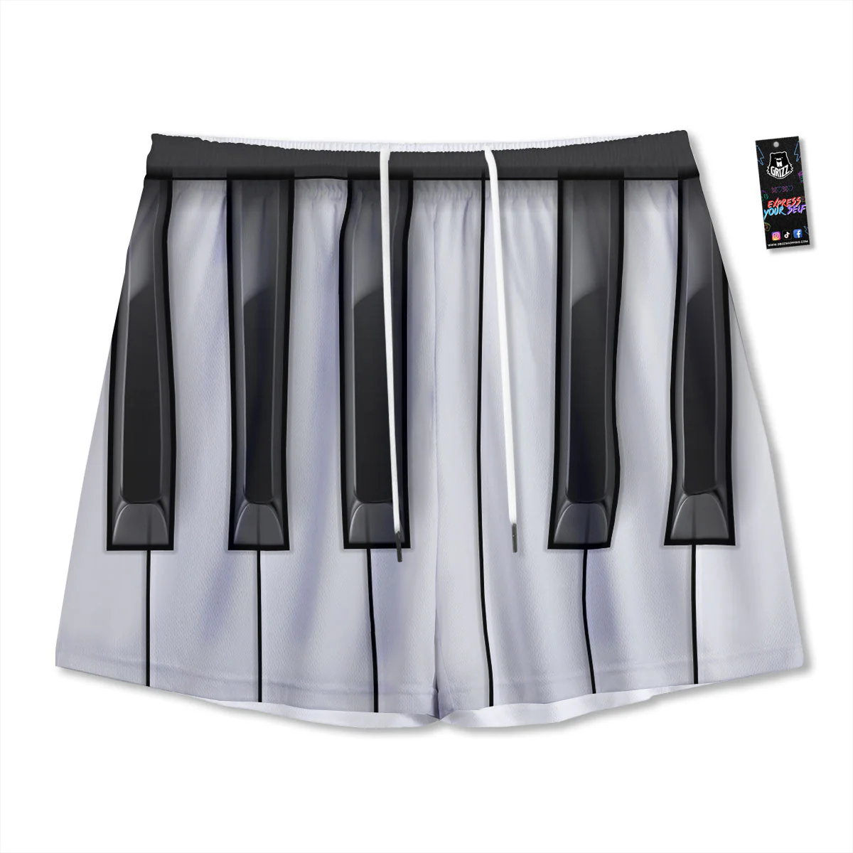 Piano Keyboard Print Mesh Shorts