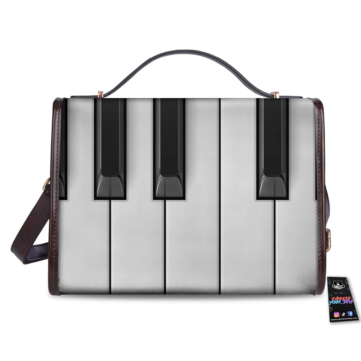 Piano Keyboard Print Women's Satchel Bag - Image 2