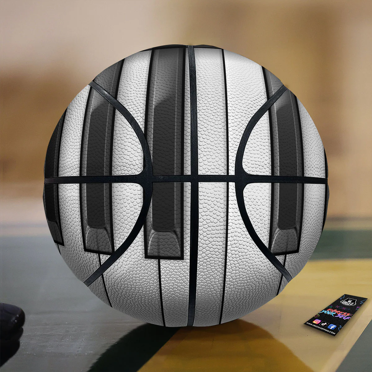 Piano Keyboard White And Black Print Basketball