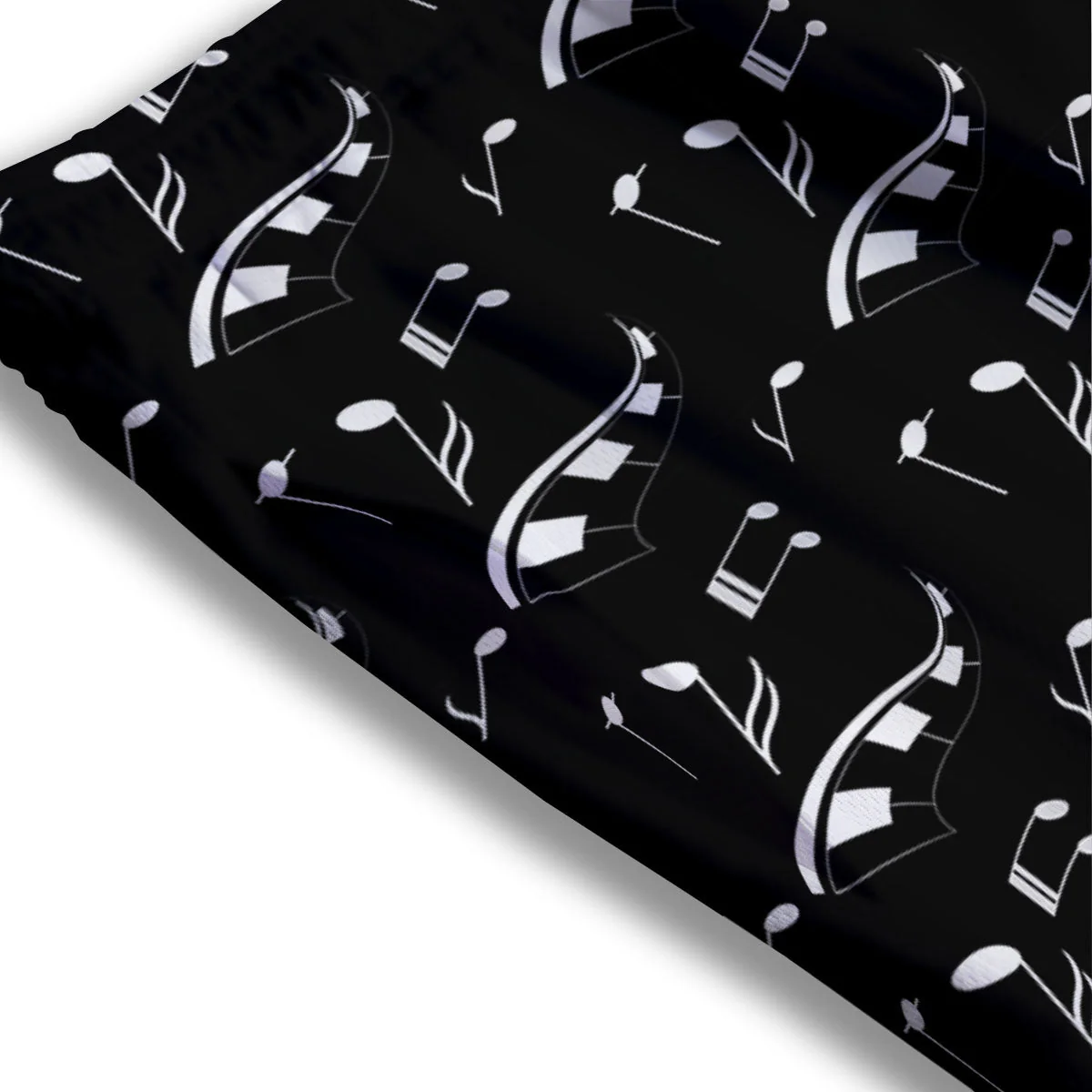 Piano Print Pattern Mesh Shorts - Image 3