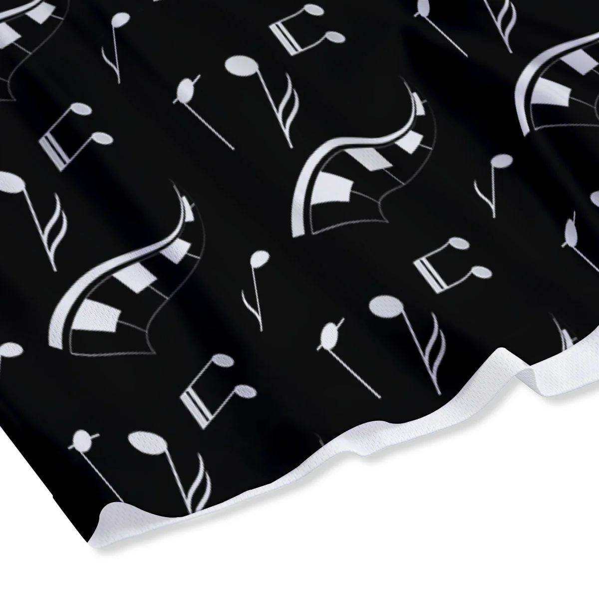 Piano Print Pattern Mesh Shorts - Image 4