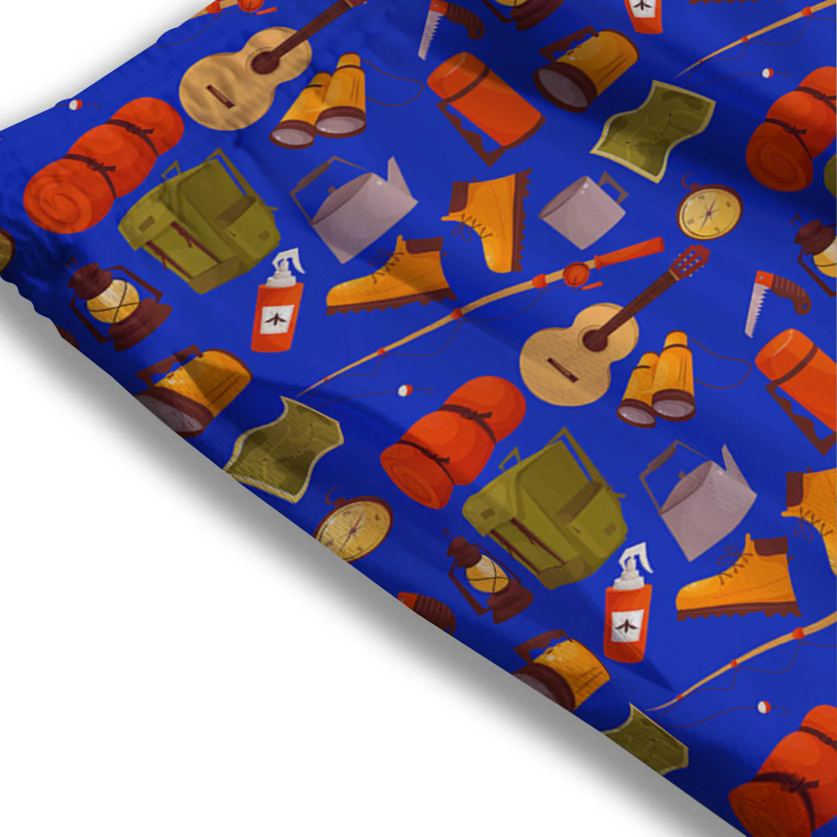 Picnic Camping Print Pattern Mesh Shorts - Image 3