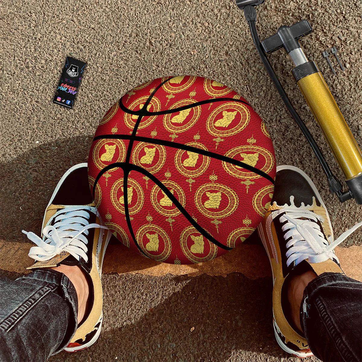 Pig And Chinese New Year Print Pattern Basketball - Image 2