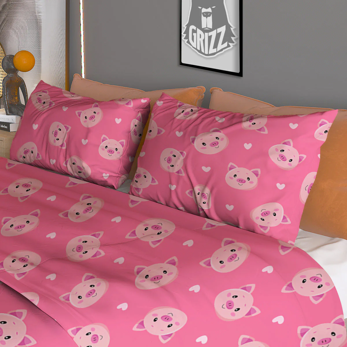 Pig Cute Cartoon Print Pattern Duvet Cover Bedding Set - Image 3
