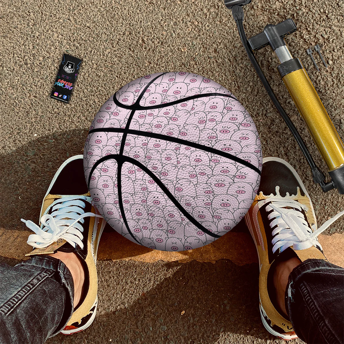 Pig Cute Pink Print Pattern Basketball - Image 2