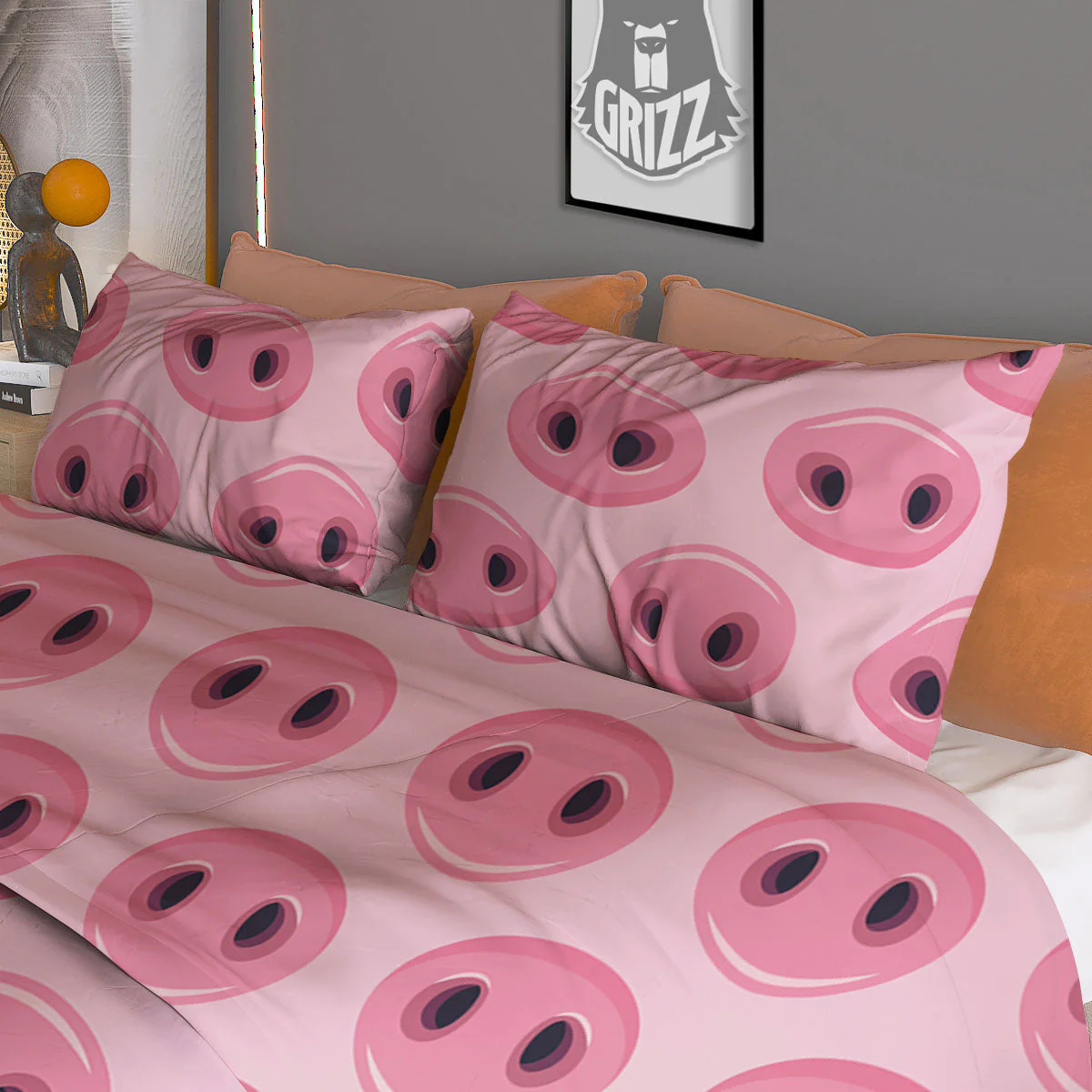 Pig Nose Pink Print Pattern Duvet Cover Bedding Set - Image 3