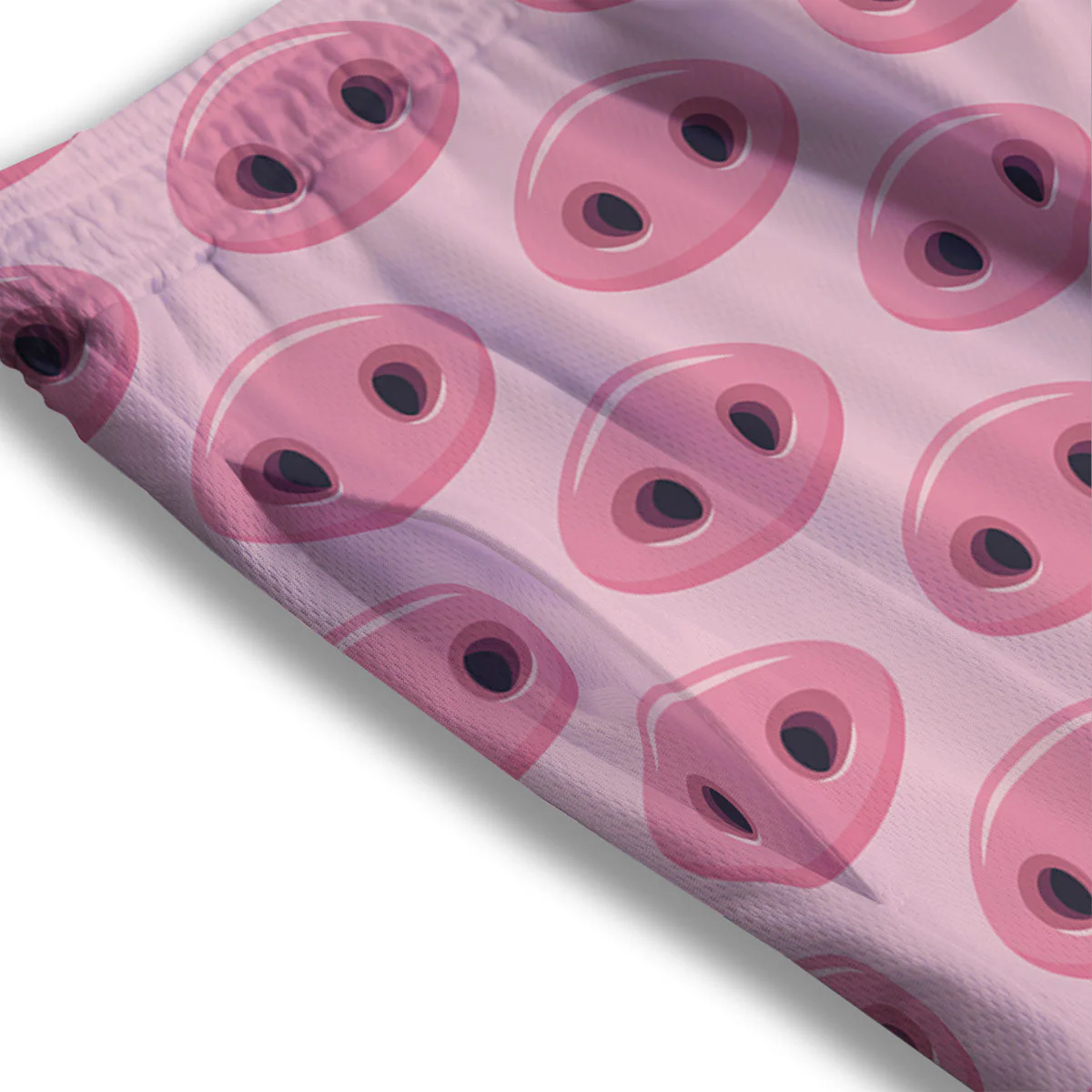 Pig Nose Pink Print Pattern Mesh Shorts - Image 3