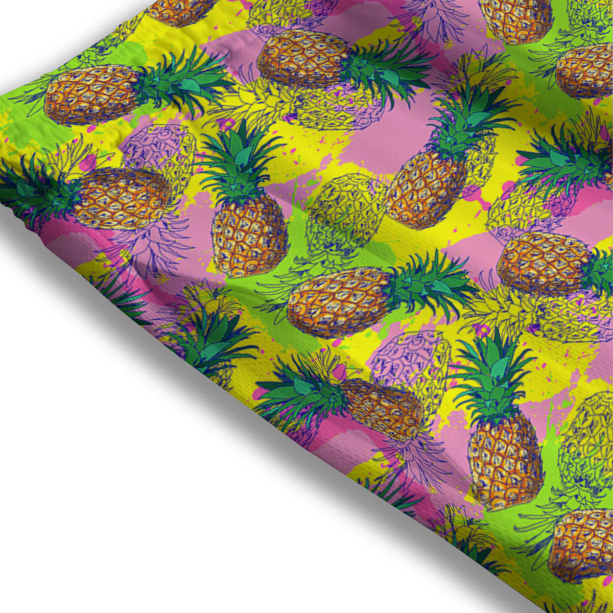 Pineapple Aloha Colorful Print Pattern Mesh Shorts - Image 3