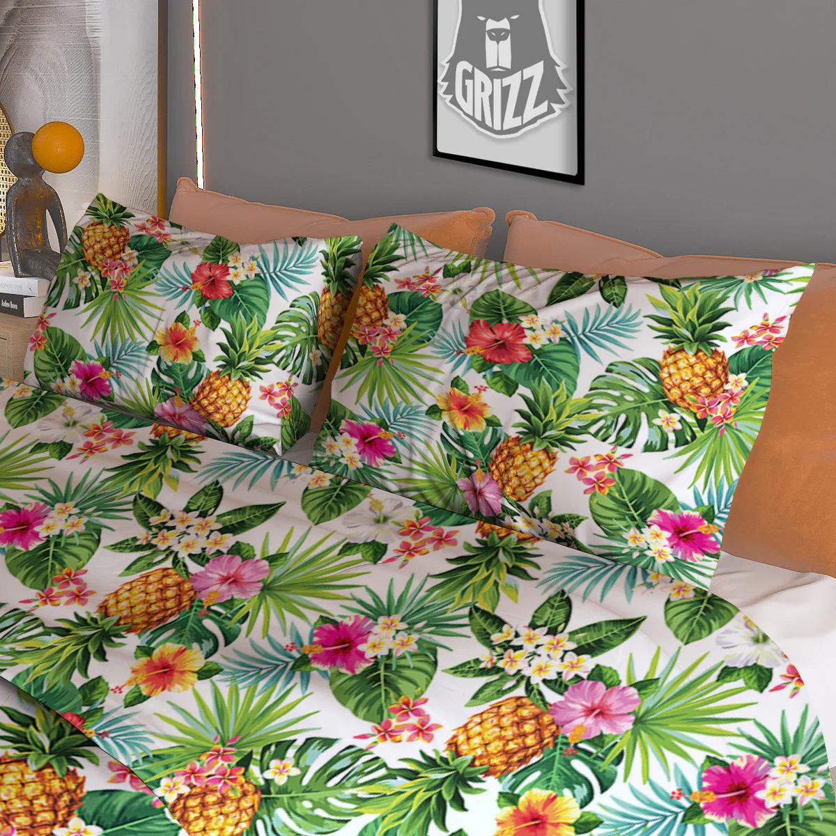 Pineapple Aloha Hawaiian Print Pattern Duvet Cover Bedding Set - Image 3