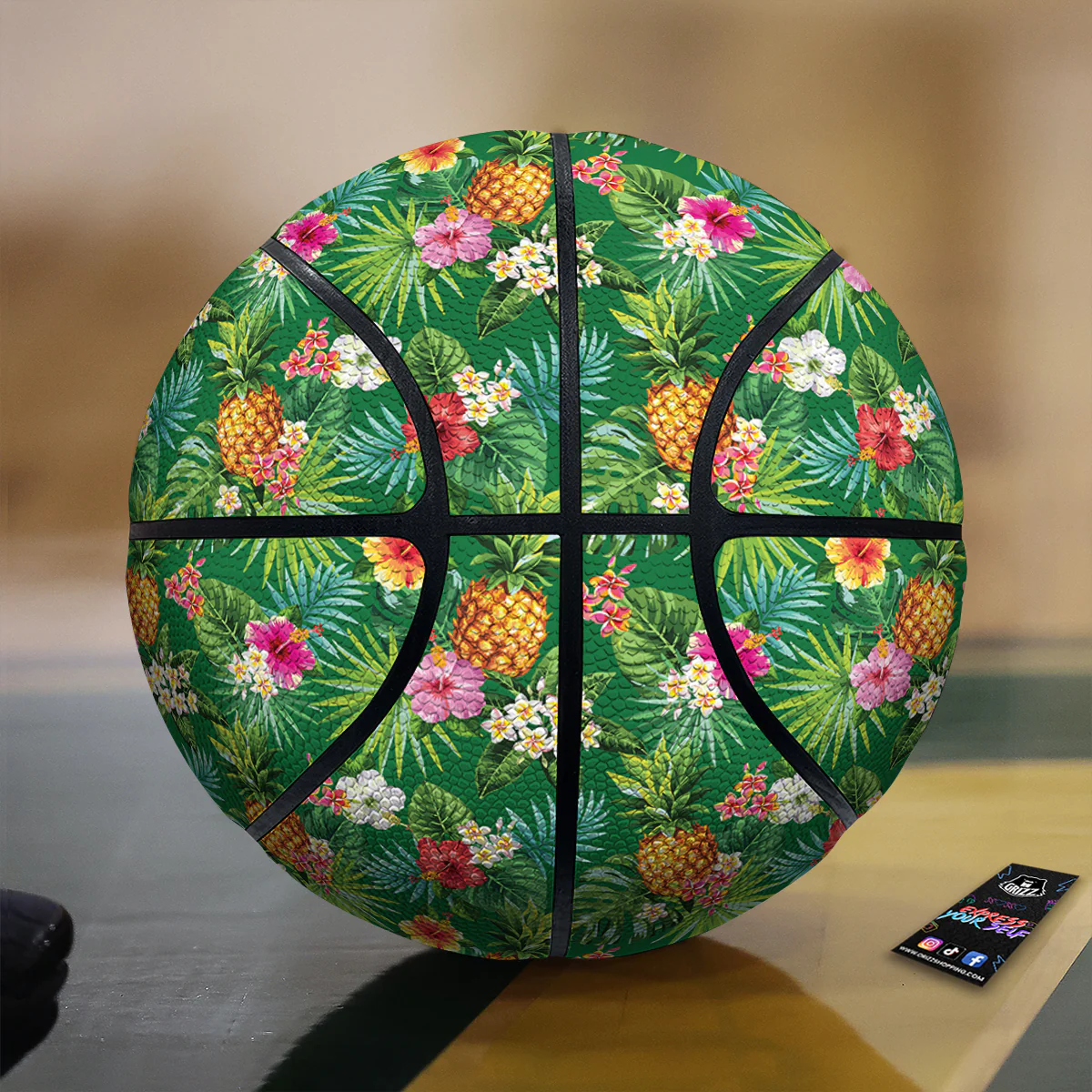 Pineapple Aloha Hibiscus Print Pattern Basketball
