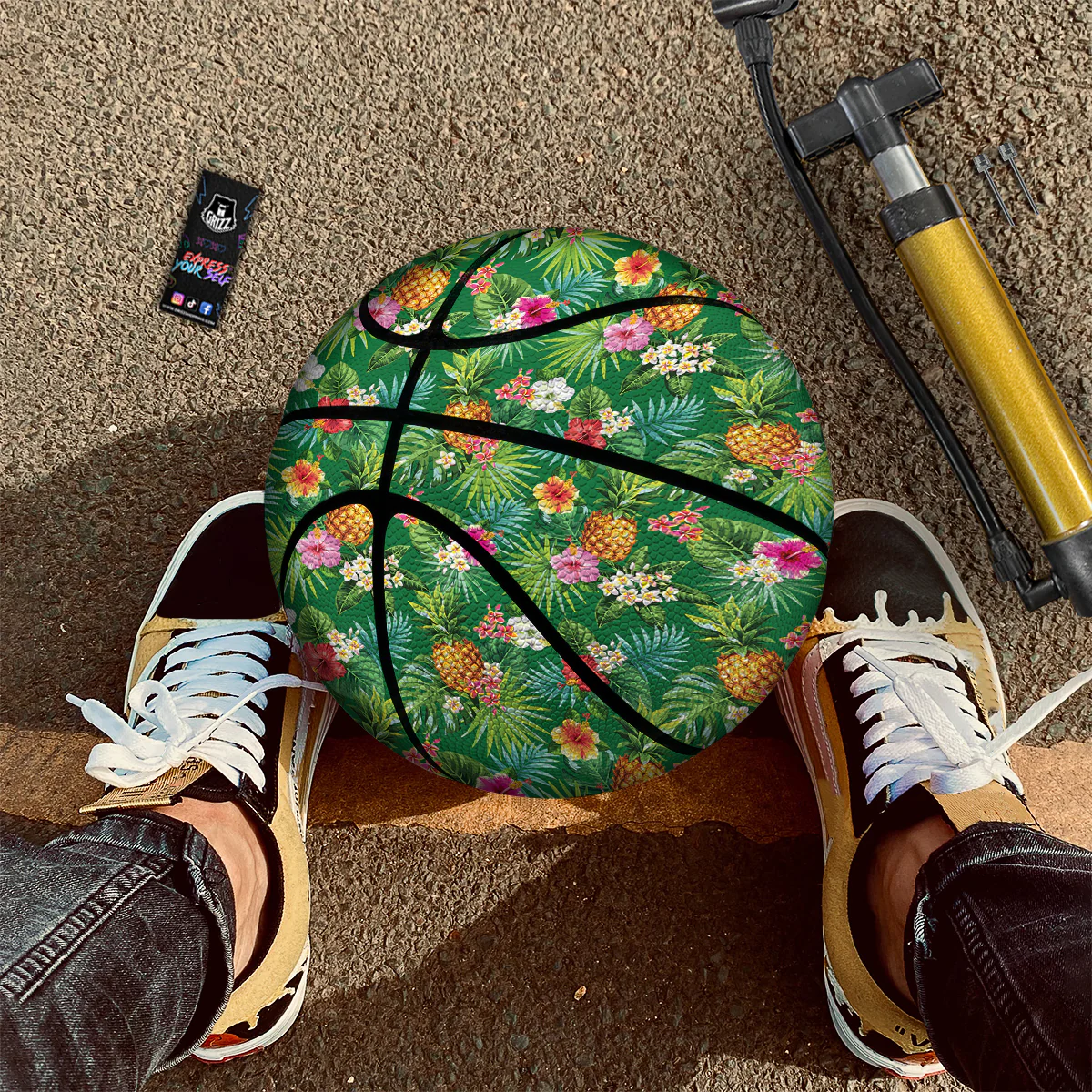 Pineapple Aloha Hibiscus Print Pattern Basketball - Image 2