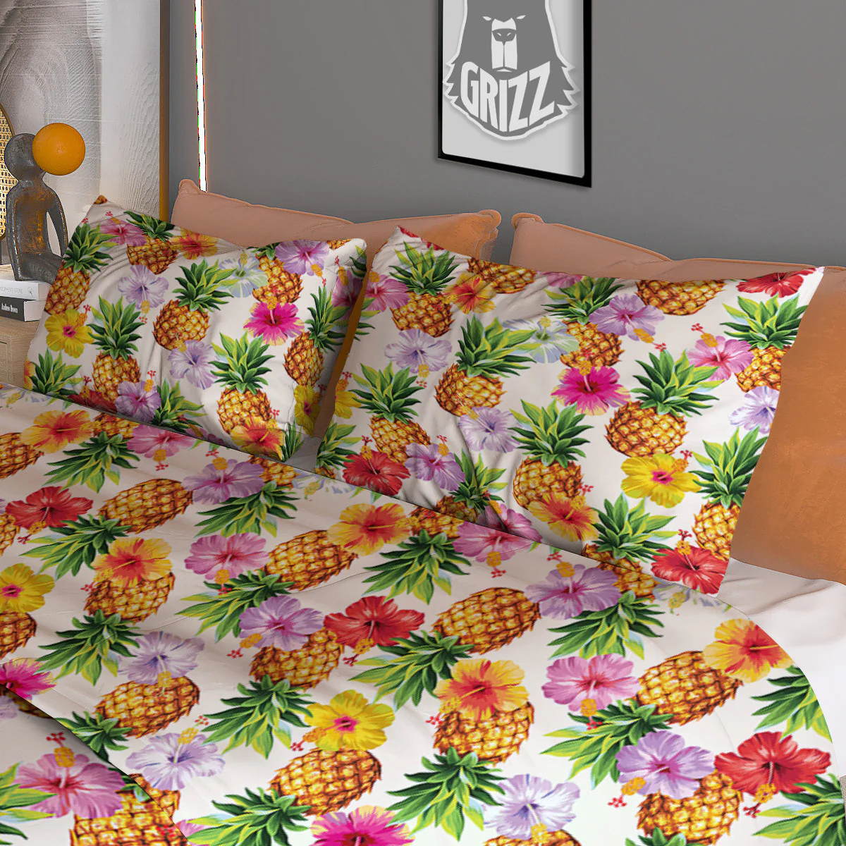 Pineapple Aloha Summer Print Pattern Duvet Cover Bedding Set - Image 3