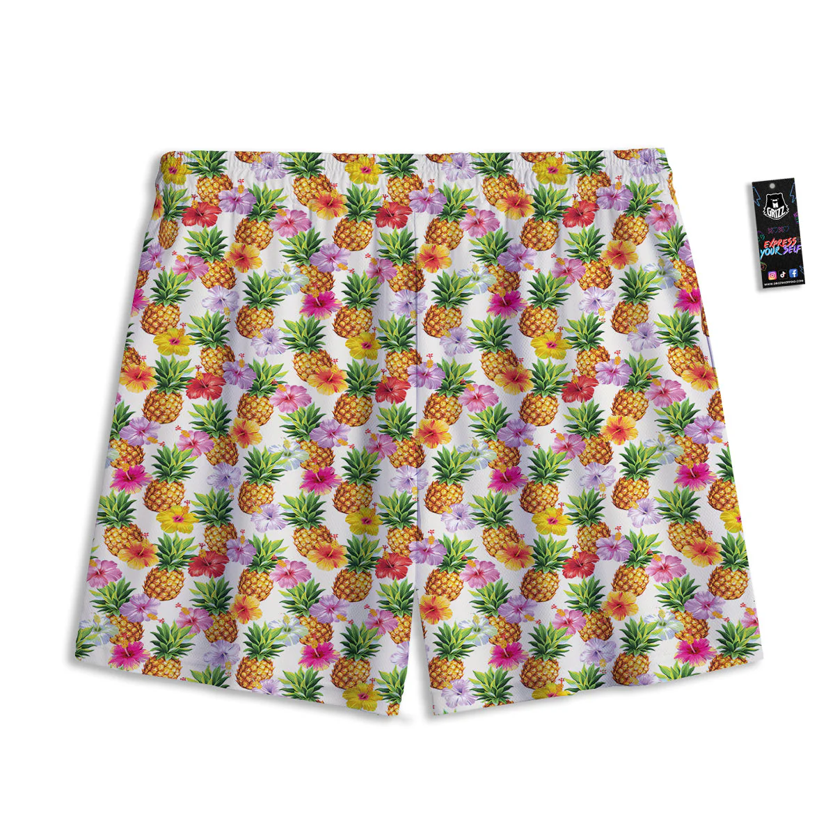 Pineapple Aloha Summer Print Pattern Mesh Shorts - Image 2