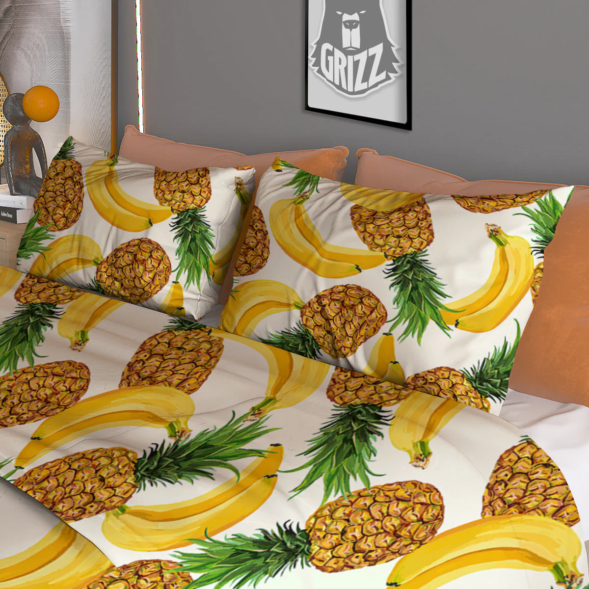 Pineapple Banana Print Pattern Duvet Cover Bedding Set - Image 3