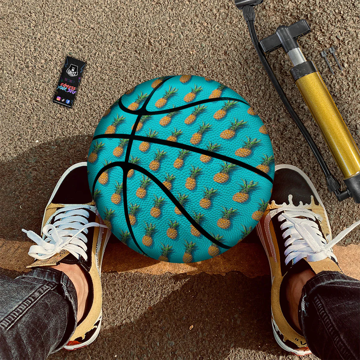 Pineapple Blue Print Pattern Basketball - Image 3