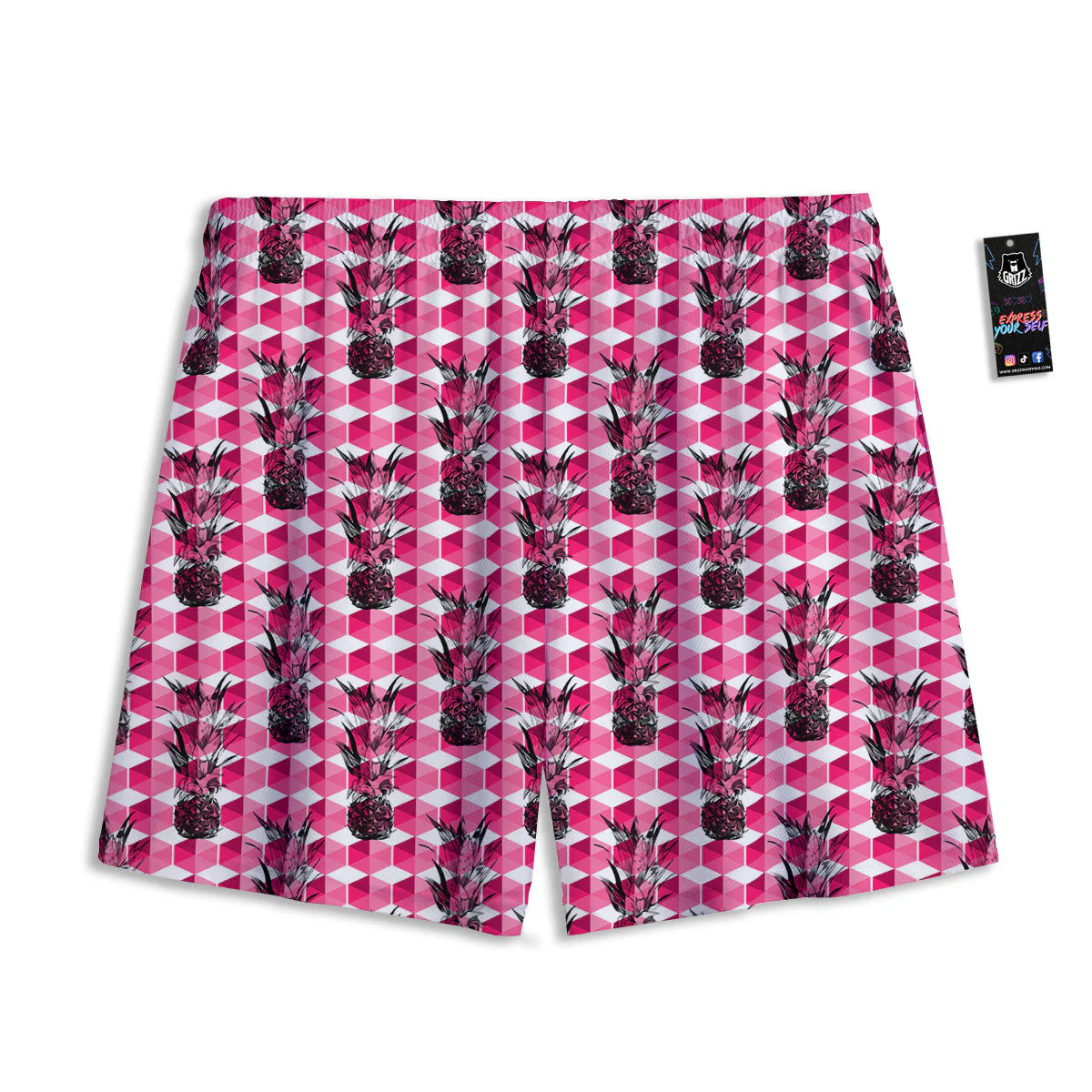 Pineapple Geometric Print Pattern Mesh Shorts - Image 2