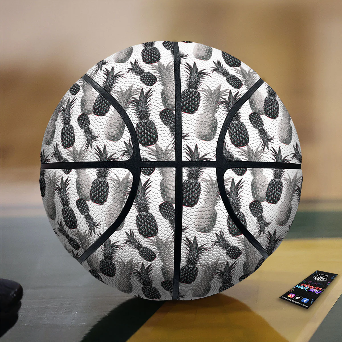Pineapple Grey Watercolor Print Pattern Basketball