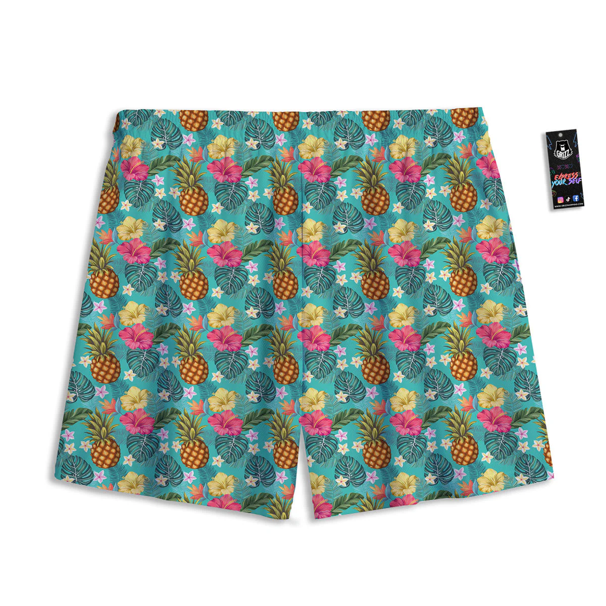 Pineapple Hawaii Hibiscus Print Pattern Mesh Shorts - Image 2