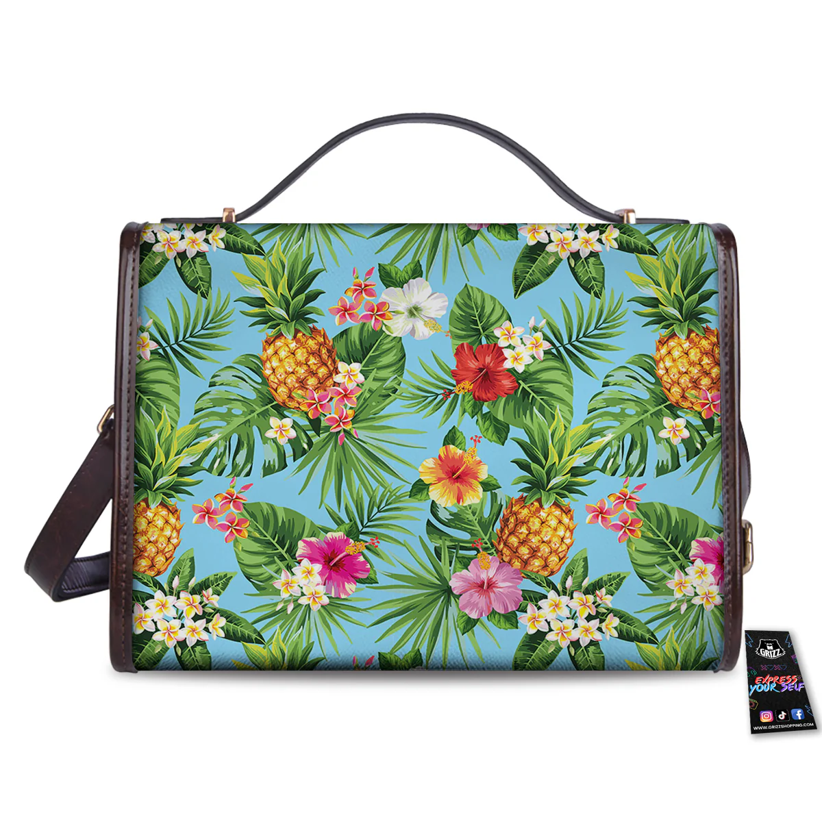 Pineapple Hawaii Tropical Print Pattern Women's Satchel Bag - Image 2