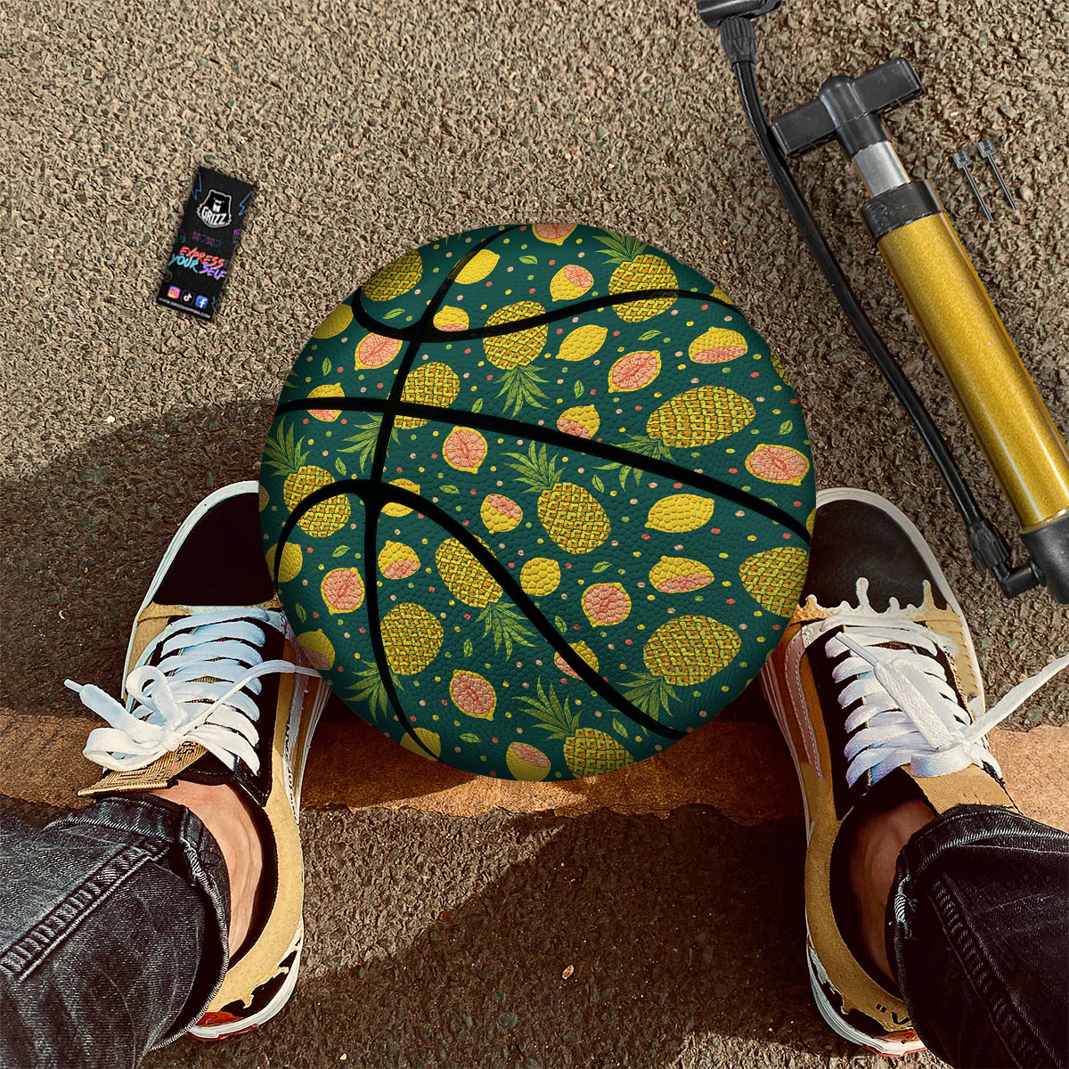 Pineapple Hawaiian Lime Print Pattern Basketball - Image 2