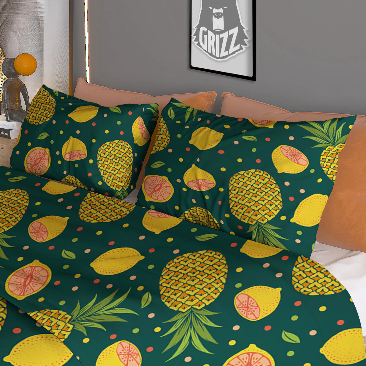 Pineapple Hawaiian Lime Print Pattern Duvet Cover Bedding Set - Image 3