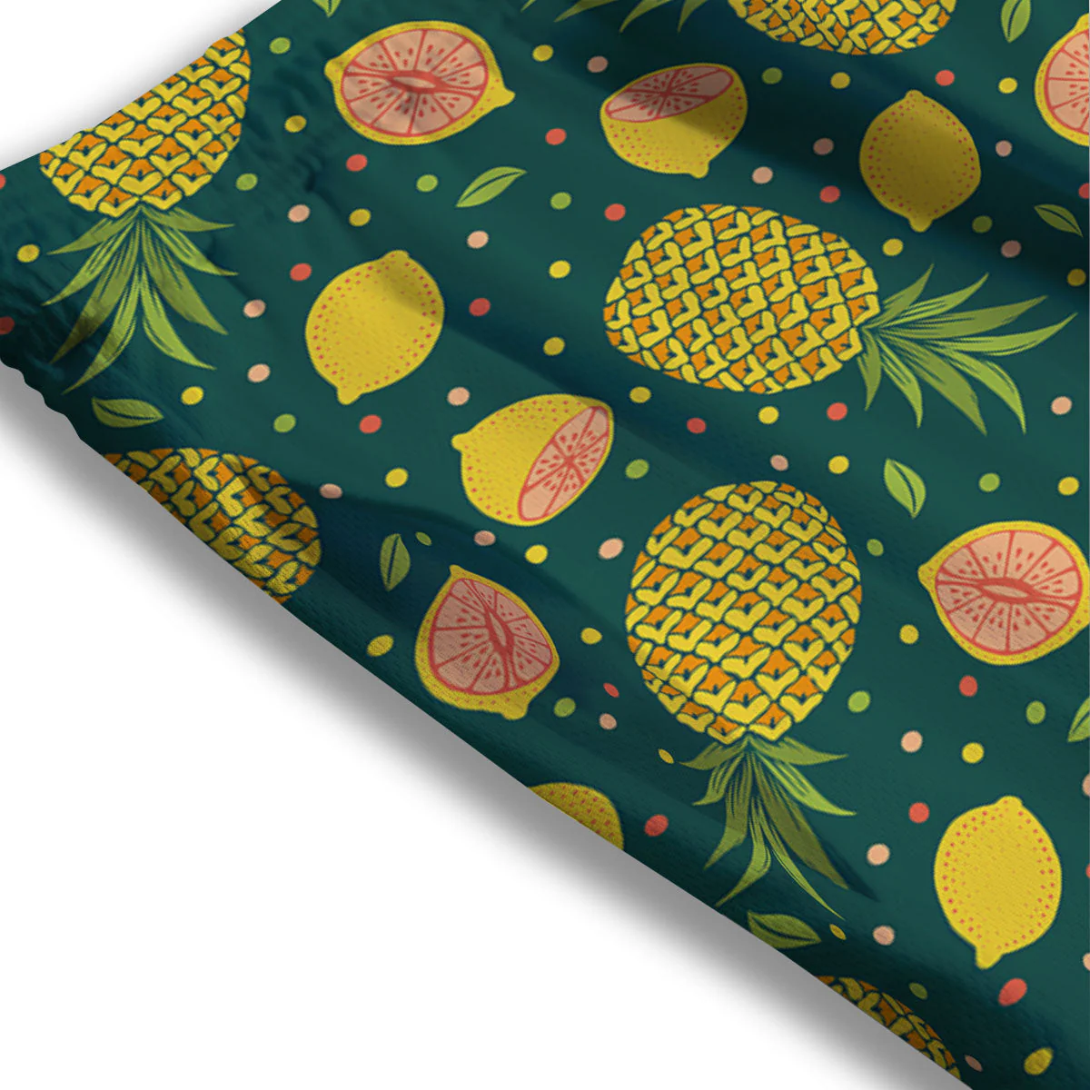 Pineapple Hawaiian Lime Print Pattern Mesh Shorts - Image 3