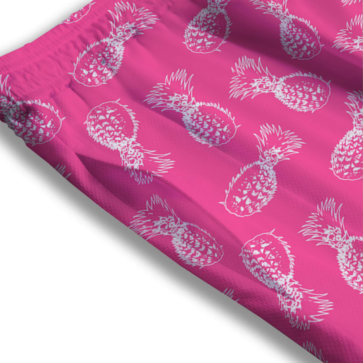 Pineapple Hot Pink Print Pattern Mesh Shorts - Image 3