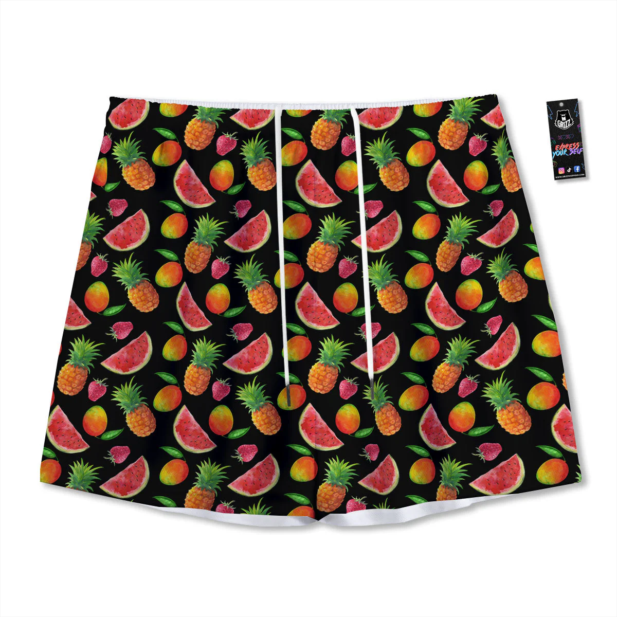 Pineapple Mix Fruit Print Pattern Mesh Shorts