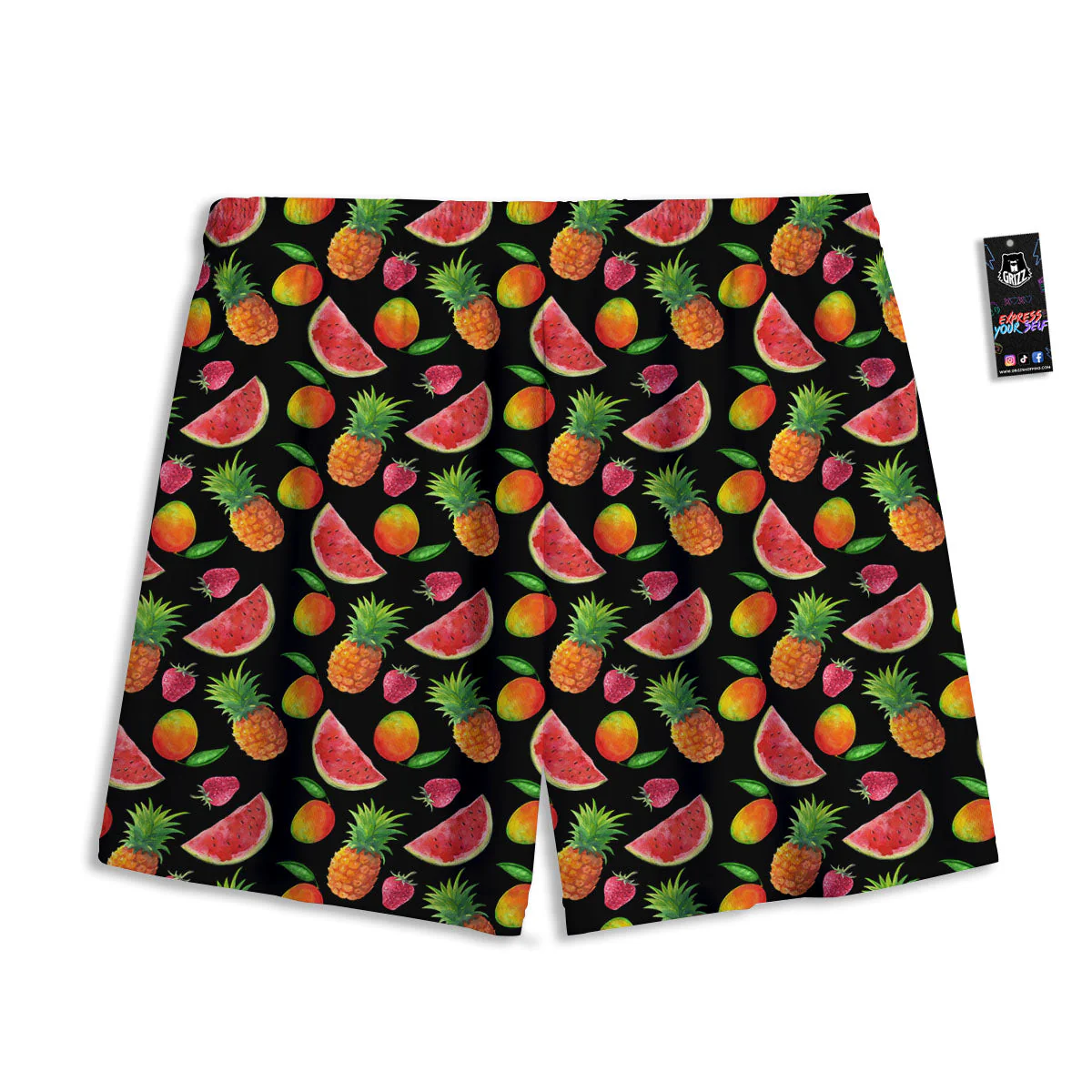 Pineapple Mix Fruit Print Pattern Mesh Shorts - Image 2