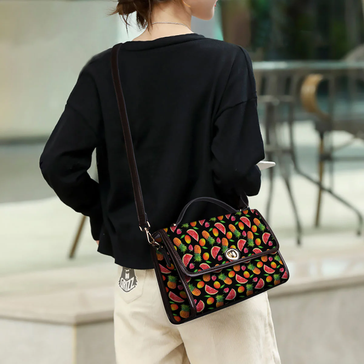 Pineapple Mix Fruit Print Pattern Women's Satchel Bag - Image 3