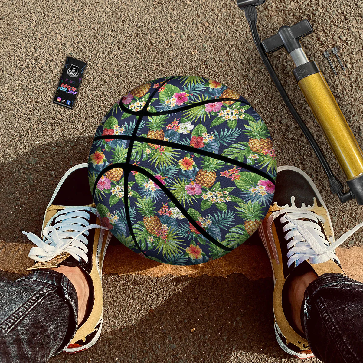 Pineapple Palm Leaf Print Pattern Basketball - Image 2