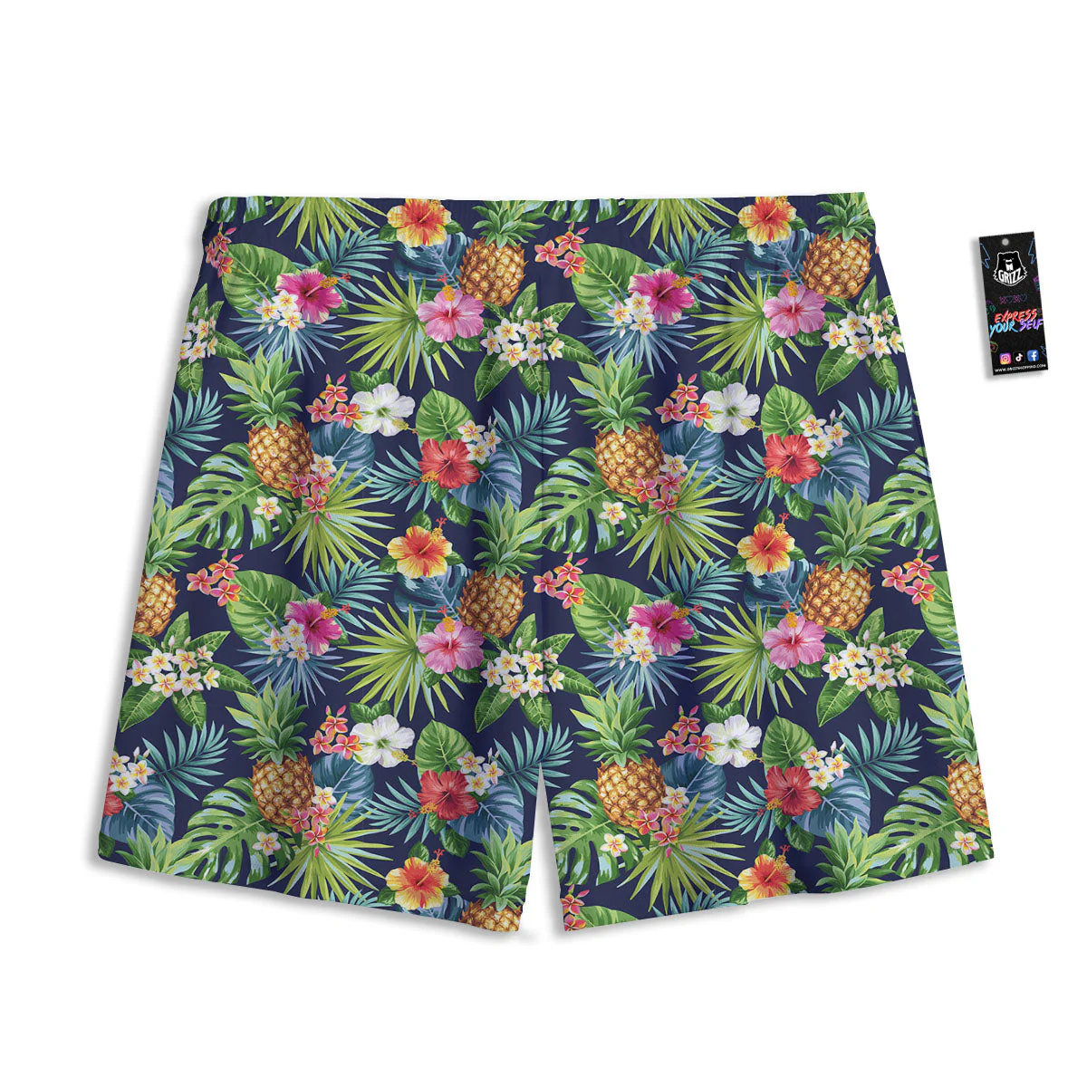 Pineapple Palm Leaf Print Pattern Mesh Shorts - Image 2