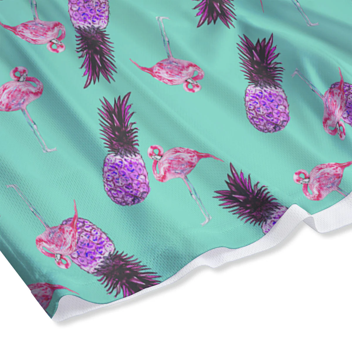 Pineapple Pastel Turquoise Print Pattern Mesh Shorts - Image 4